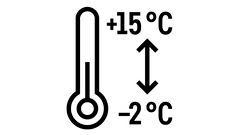 Bővített hőmérséklet-tartomány: –2 °C/+15 °C